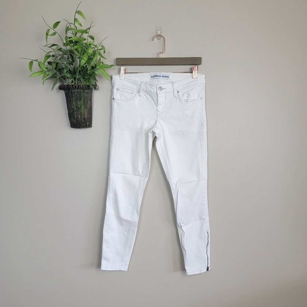 Express 4 Stella Low Rise Zipper Ankle Legging Skinny White Jegging Jeans